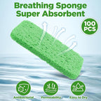100 Pcs Kitchen Sponge Bulk Natural Sponges for Dishes Compressed Sponges Wood Pulp Cleaning Sponge Without Scratching for Kitchen Bathroom, 3.9 x 2.4 x 0.4 Inch (4 Colors)