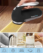 SUPER LINT Best Rated Electric Sweater Shaver Best Fuzz Pill Bobble Remover for Fabric Fleece Curtains Clothes, Black & Silver