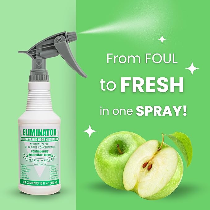 Eliminator Air Freshener and Odor Neutralizer: Industrial-Strength Odor Elimination with Advanced Molecular Technology for 24-Hour Freshness - Transform Your Space Instantly (Green Apple)