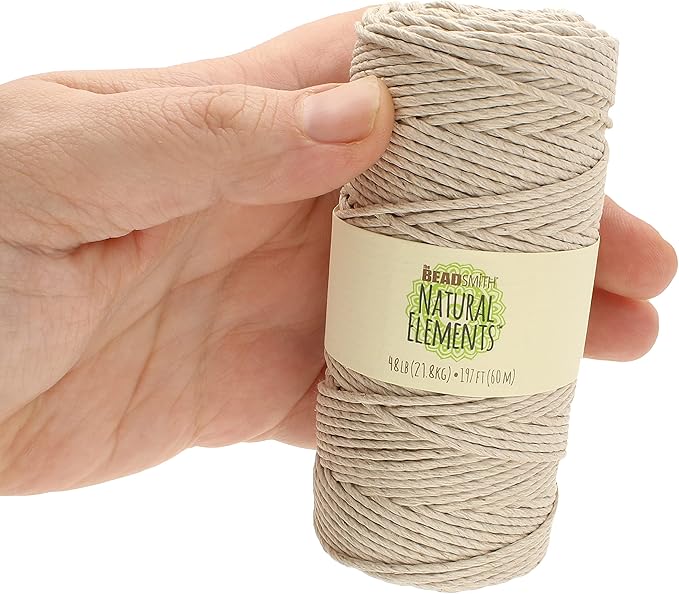 The Beadsmith 100% Hemp Cord – Natural Color – 2mm, 197 Foot Spool, 48LB Test Strength – Twine for Jewelry Making, Macrame, Paper Crafts, Gardening, Scrapbooking, Home Décor, DIY String Art & More