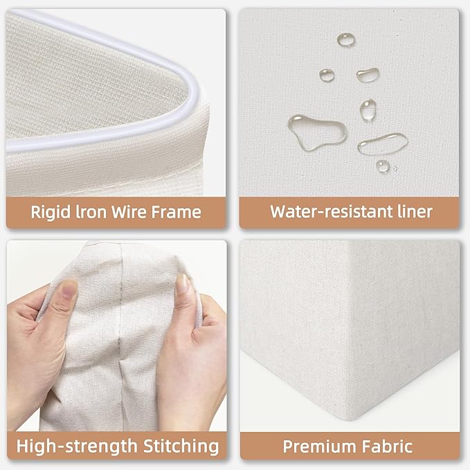 STORAGE MANIAC 2-Pack Large Laundry Hamper, 80L (21.1 Gal) Collapsible Laundry Basket with Bamboo Handles, Freestanding Waterproof Clothes Hamper for Laundry Room, Bedroom, Dorm, Towels, Toys, Beige