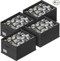 FHSQX 4 Pack Shoe Organizer for Closet,Foldable Shoe Organizer,Fits up to 48 Pairs,Storage Containers With Bottom Support for Shoes (Black, (16.5 * 12.6 * 9.5) x4)