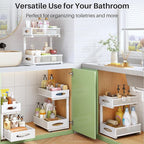 Under Sink Organizer, 2 Pack 2 Tier Pull out Cabinet Organizer Baskets with Mesh Sliding Drawers, Slide out Sink Storage Shelves for Kitchen, Bathroom, Pantry, Cabinet Organizers and Storage(White)