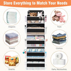 WISELIFE Over The Door Organizer - 5 Shelves Large Capacity Hanging Bedroom Storage Solution with Side Pockets for Dorm Bathroom Pantry Nursery and Baby Essentials Holds up to 40 Lbs (Black)