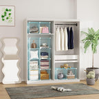 C&AHOME Wire Cube Storage, 12 - Cube Organizer Metal C Grids, Modular Shelves Units, Closet Organizer, Ideal for Home, Office, Living Room, 36.6”L x 12.4”W 48.4”H, Blue UWCS3012B