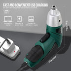 Hi-Spec 3.6V Cordless Electric Screwdriver Set with Interchangeable Bits, Green