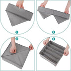 Drawer under Cabinet Clothes Organizer 5 Cell Foldable Storage Cubes Underwear Drawer Organizer Dividers Storage Boxes for Bra, Underwear（Grey）