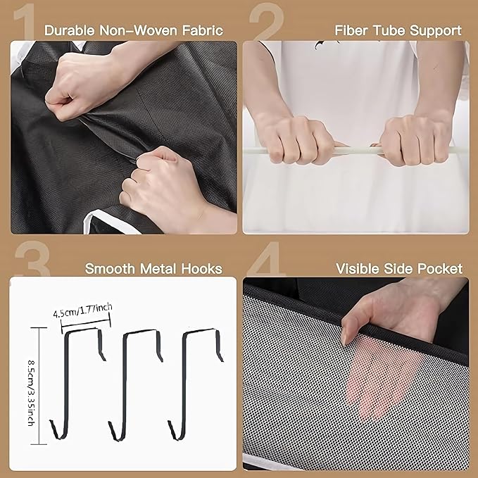 Over The Door Shoe Organizer - Shoe Rack with 8 Tiers, Sturdy Oxford Fabric Storage for Closet, Entryway, Dorm Room, Bedroom, Space Saving Holder for All Types Over The Door Organizer(Black)