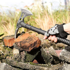 JXE JXO Camping Axe, Tomahawk with Spike, Survival Hatchet with Sheath, Nylon Fiber Handle for Outdoor Survival Hiking Camping （14.5 inch）