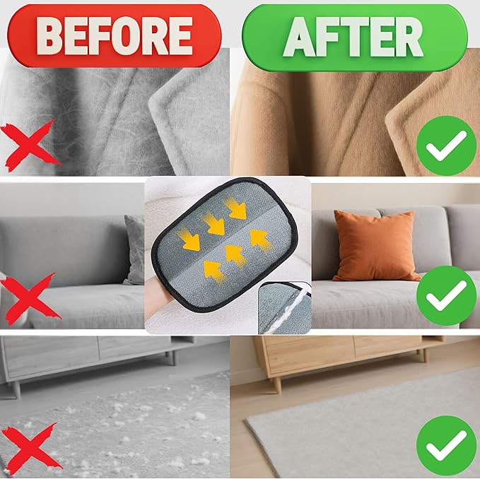 Shop & Like 3-in-1 Pet Hair Remover Set: Car Interior Detailing Rake, Reusable Lint Remover for Laundry & Surfaces, Electrostatic Cleaning Glove for Furniture & Upholstery – Fur Remover Tool