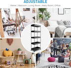 SPACEKEEPER 5-Tier Rolling Cart, Bathroom Storage Organizer Utility Cart, Mobile Shelving Unit Slide Out Shelves for Kitchen Living Room Laundry Room & Dressers, Black