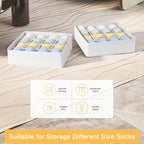 Joyoldelf Sock Drawer Organizer Divider, 16-Cell Underwear Organizers and Storage Fabric Drawer Organizer for Socks, Lingerie, Handkerchiefs, Ties Black, 2 Packs (White)