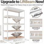 HOMEDANT House Lift-Beam White Boltless Heavy Duty Garage Storage Shelving Adjustable 5-Tier Metal Shelves Laminated Shelf Industrial Utility Rack Pantry 48.1" W x 24.4" D x 71.3" H 10Pack