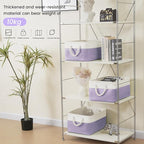 Large Storage Baskets- 15.7x11.8x8.26 inch Storage Bins for Shelves and Closet Organizing, Foldable Fabric Bin for Home Organization Clothes and Laundry (6-Pack, White&Purple)