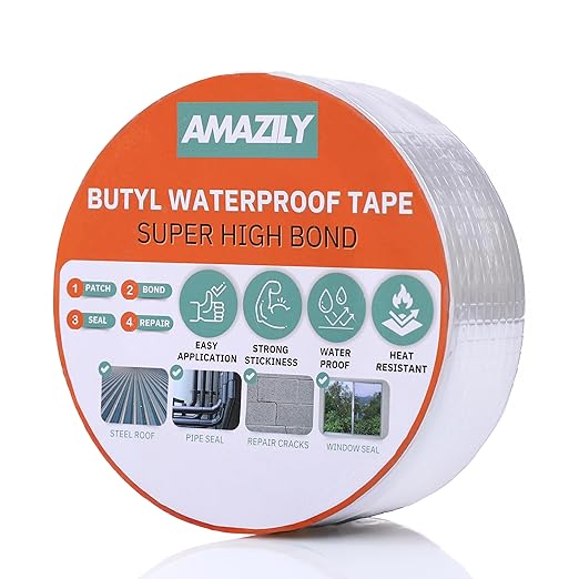 Premium 2in x 32ft Butyl Waterproof Tape - Duct Pipe Sealant Tape Repair Seal Leak Pipe Aluminium Rubber Sealer Window Silicon Metal Silicon Sealing Adhesive Roof