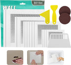 19 PCS Wall Repair Patch Kit, Aluminum Drywall Repair Patch Kit for Small/Large Holes, 2/4/6/8 Inch Self-Adhesive Metal Wall Patches with Scraper Sandpapers Gloves, Quick Fix Plaster