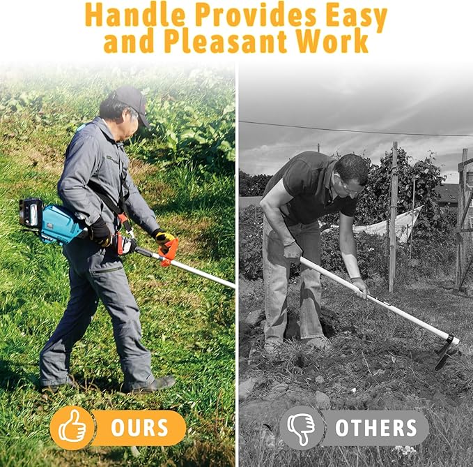 Back-Saving Handle Tool Ergonomic Attachment for Hula Garden Hoe Universal Back Saver Tool Handle for Shovels Rakes Lawn Trimmers, Orange