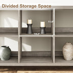 GarveeHome 8 Cube Storage Organizer Bookshelf, 3 Tier Metal Horizontal Bookcase, 62 Inch Console Bookshelf, Industrial Storage Bookcase for Entryway, Long Low Bookshelves for Living Room-Grey