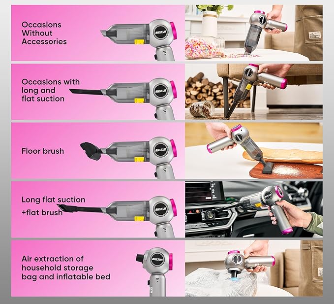 Handheld Vacuum Cleaner Cordless - 17500PA Strong Suction Rechargeable, 3-Speed Adjustable Portable Mini Dust Buster for Pet Hair, Car Detailing, Home, Office & Car Cleaning