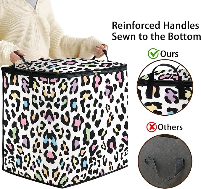 Large Comforter Storage Bag with Zipper,Closet Organizer for Clothes/Blankets/Quilts/Pillows,Fabric Moving Bags with Portable Handles 95L(2-Pack)