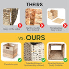 11 Inch Cube Storage Bins, Wicker Storage Baskets for Cube Shelf, Natural Foldable Square Baskets for Storage, Large Woven Storage Bin with Handle, Baskets for Pantry, Living Room Set of 4