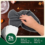 Reusable Paper Towels (24 Pack) - 100% Cotton Hand Towels for Kitchen - Zero Waste Cleaning Cloths - Washable Paper Towels - Reusable Napkins Paper Towel Alternative - Eco Friendly Gifts