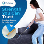 PetLovers EzLint Mega 52" Carpet Rake & Pet Hair Removal Tool – Dog & Cat Hair Remover Broom with Adjustable Handle & Extra Wide Head for Carpets, Rugs & Stairs, Blue