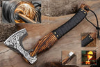 Viking Axe - Premium Carbon Steel Hatchet Axes with Leather Sheath – 19 Inch Rosewood Handle Bushcraft for Camping, Wood Splitting, Gift for him(Medivial Axe)