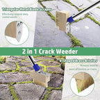 Crack Weeder Tool Long Handle, 60" Garden Tool for Weeding Between Pavers, 3 in 1 Hand Weed Scraper and Weed Brush Set, Manual Crevice Weed Remover Tools for Paver, Sidewalk, Driveway Crack, Patio