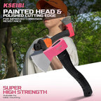 KSEIBI Hatchet with Sheath, Camping Axe for Splitting and Kindling Wood, Forged Steel Blade with Anti-Slip and Shock Reduction Handle Great Throwing Hatchets Pink
