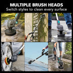 20V Outdoor Electric Brushless Spin Scrubber, Cordless Spin Scrubber with Replaceable Brush Heads and Battery, Power Cleaning Brush for Outdoor, Bathroom Stone, Tile Floor,Grout,Grooves