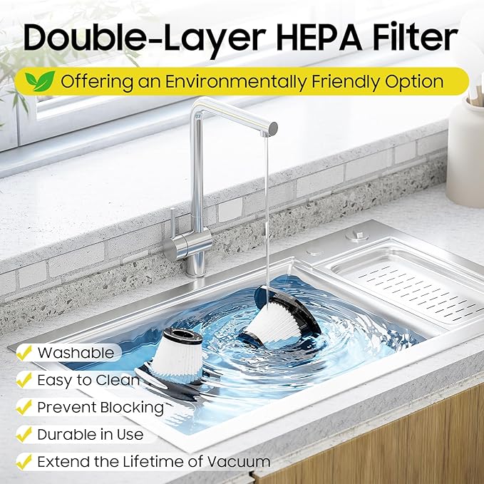 Cordless Hand Held Vacuum Cleaner - Handheld Vacuum Cleaner with Washable Filter, Lightweight & Low Noise, Clean Dust & Hair Fastly