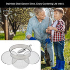 Soil Sieve Stainless Steel Riddle Sieve Set Garden Potting Sieve, 12" Diameter, with 5 Filter Mesh Sizes 3,6,9,10,12mm and Shovel