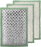 OGGI Bambou Odor-Free Scrubbing Sponges - Natural Scrub Sponges for Dishes, 91% Bamboo-Derived Rayon Cellulose Fiber, Reusable, Absorbent, Durable Scrubbers, Non-Scratch, Washable - 3 pcs, 7x4