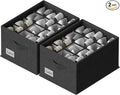 FHSQX 2 Pack Shoe Organizer for Closet,Fits up to 24 Pairs,Fabric Shoe Storage Bins,Large Shoe Box Storage Containers with Bottom Support for Shoes (Black, (16.5 * 12.6 * 9.5) x1)