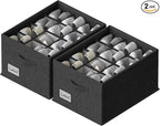 FHSQX 2 Pack Shoe Organizer for Closet,Fits up to 24 Pairs,Fabric Shoe Storage Bins,Large Shoe Box Storage Containers with Bottom Support for Shoes (Black, (16.5 * 12.6 * 9.5) x1)