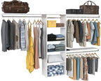 ClosetMaid SuiteSymphony Hanging Closet Kit Includes (1) Tower, (3) Closet Rods, (6) Shelves, and (3) Top Shelves w/Brackets, White