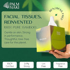 Bulk Case: Bamboo Facial Tissue | 3-Ply Strong | Lint-Free, Fragrance-Free | Gentle for Sensitive Skin | BPA & PFAS-Free, FSC Certified | 24 Cube Boxes | PALM NAKI