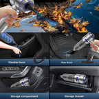 Portable Car Vacuum - 22000PA Cars Vacuum Cleaner High Power 4 in 1 Compressed Air Duster & Air Blower & Pump Hand Held Vacuums Cordless with Brushless Motor for Car Home Office Blue