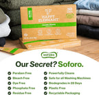 Happy Elephant Laundry Detergent Sheets, Fragrance Free, Natural Biodegradable Laundry Sheets, Plant Based, Tough on Stains, Gentle on Skin, Compatible with HE & Any Washing Machine, 30 Sheet, 1 Pack