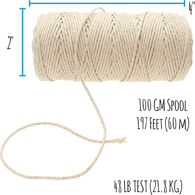 The Beadsmith 100% Hemp Cord – Natural Color – 2mm, 197 Foot Spool, 48LB Test Strength – Twine for Jewelry Making, Macrame, Paper Crafts, Gardening, Scrapbooking, Home Décor, DIY String Art & More