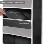 Univivi 6-Shelf Over Door Hanging Organizer Fabric Baby Door Storage with 5 Large Pockets and 3 Small PVC Pockets Wall Mount Hanging Storage Organizers for Baby Essential (Black)