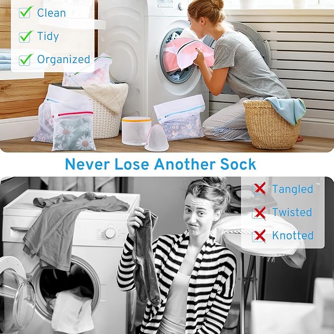 7 Pcs 7 Size Mesh Laundry Bags for Delicates with Premium Zipper, Lingerie Bags for Washing Delicates, Travel Storage Organize Bag, Clothing Washing Bags for Curtain, Blouse, Bra, Hosiery, Underwear