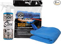 Chemical Guys Streak Free Glass & Window Cleaner (Glass, Windows, Mirrors, Nav Screens & More) Ammonia Free, 16 fl oz + Waffle Weave Glass and Window Microfiber Towel, Blue (24"x16")