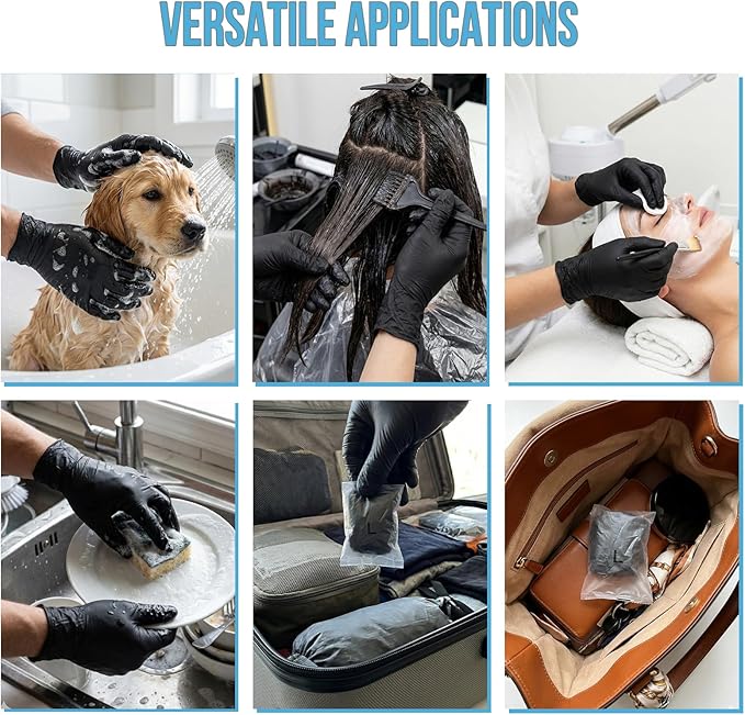 5 Mil Black Nitrile Gloves Disposable with 5 Travel Packs - Grease Resistant for BBQ, Grilling, Smoking Meat & Mechanics - Heavy Duty Food Safe, Latex Free - 110 Pcs, X-Large