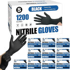Fixwal 1200pcs Black Nitrile Disposable Gloves, 4 Mil, Latex Free & Powder Free, Food Grade for Cooking BBQ Food Prep, Cleaning, Automotive, Salon - Bulk Size
