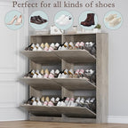 BORNOON Shoe Cabinet with 6 Flip Drawers, Slim Narrow Shoe Storage Cabinet, Freestanding Shoe Organizer for Entryway, Hallway, Foyer