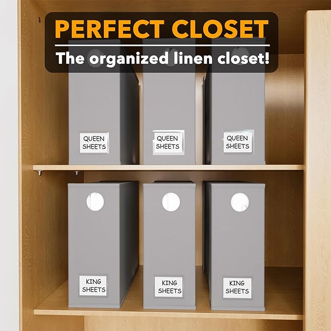 SpaceAid 6 Pack Bed Sheet Organizers and Storage, Foldable Sheet Organizer with Window for Linen Closet, Set Folder Keeper for Queen & King Size Bedding Storage (Gray)