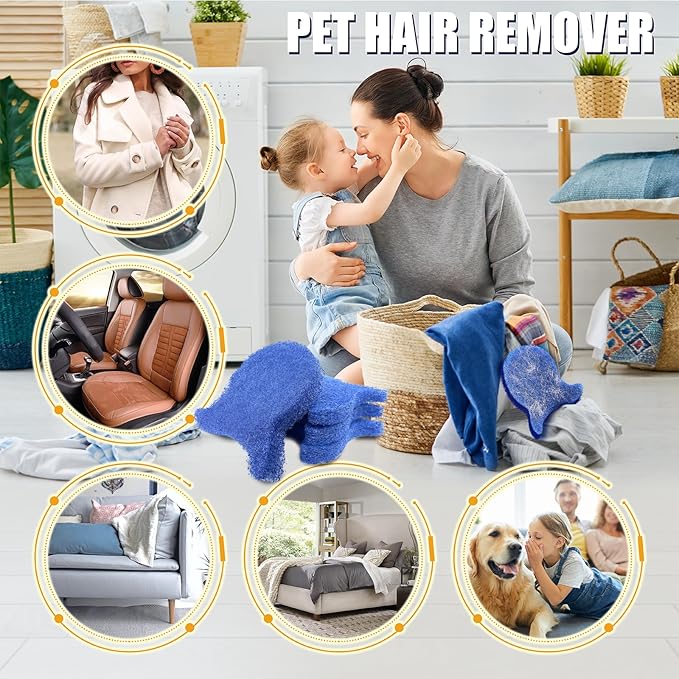 4 Pieces Pet Hair Remover for Laundry, Reusable Dog Hair Remover for Laundry, Lint & Hair Catcher for Clothes, for Washing Machines, Dryers, Bedding and Clothing-L