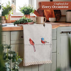 Maison d' Hermine Kitchen Towels Set of 2 100% Cotton 27.50" x 20" Reusable Cloth Tea Dish Towels Absorbent with Hanging Loop for Kitchen, Dining, Cocktail Parties Spring/Summer (Birdies on Wire)
